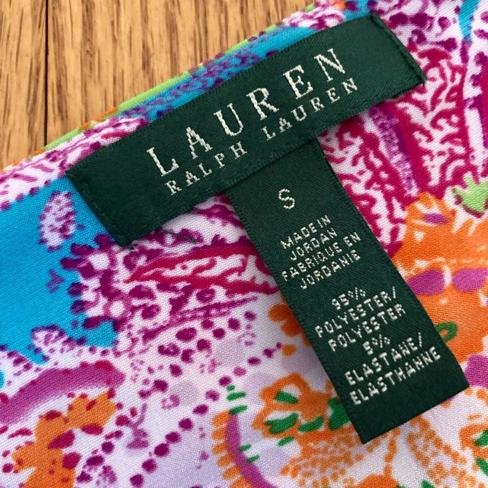 Ralph Lauren Sleeveless Midi Dress in Turquoise, Purple, Pink Paisley - Picture 3 of 4